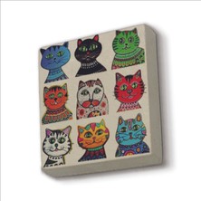 Kediler Baskılı Taş Magnet 5x5