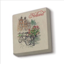 Hollanda Bisklet Görseli Baskılı Taş Magnet 5x5