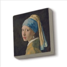 Inci Küpeli Kız (Johannes Vermeer, 1665 Baskılı Taş Magnet 5x5