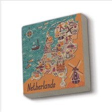 Hollanda Sembolleri Baskılı Taş Magnet 5x5