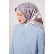 Ekru Zigzag Twill Ipek Eşarp