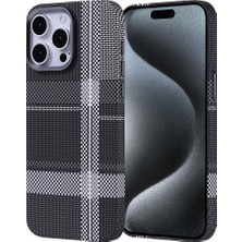 iPhone 15 Pro Max Kılıf Magsafe Şarj Özellikli Karbon Fiber Görünümlü Zore Nekst Kapak - Gri-Siyah