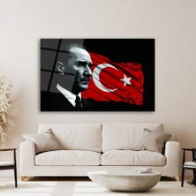 Atatürk ve Bayrak Cam Tablo
