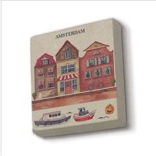 Amsterdam Görseli Baskılı Taş Magnet 5x5