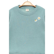 Kız Çocuk Yeşil Sweatshirt Papatyalı - Kız Çocuk Giyim