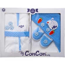 Concon Pamuklu  Bebek Havlu Bornoz Set Hediyelik Erkek Bebek Bornoz Seti