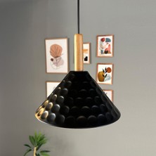 Bamyum Rumy Siyah Tekli Ahşap Kafa Başlık Avize Retro Sarkıt Ofis Showroom Salon Mutfak Avizeleri