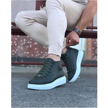 Lisinya Haki Bağcıklı Sneakers  Yarım Bilek Bot