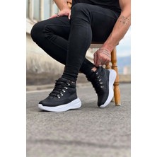 Lisinya Siyah Cilt Yüksek Taban Yarım Bilek Bot