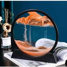 TeknoTrust Hareketli Kum Sanat Yuvarlak Cam 3D Kum Saati, Deniz Temalı, Plastik, Kahverengi, Çift Paket