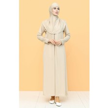 Aslınur  Fermuarlıpratık Namaz Elbısesı Bej / Vızon