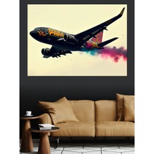 Tablomega Renkli Uçak Gökyüzünde Dekoratif Kanvas - Mdf Ahşap Tablo