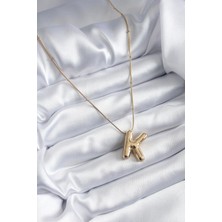 Mrs Flower Çelik Zincirli K Harfli Gold Renk Bubble Kolye