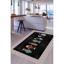 Carmine Carpet Dijital Baskılı Dekoratif Yıkanabilir Kaymaz Taban Mutfak Halısı