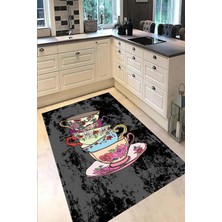 Carmine Carpet Dijital Baskılı Dekoratif Yıkanabilir Kaymaz Taban Mutfak Halısı