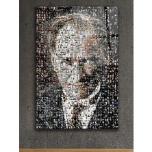 Taulart Atatürk Binlerce Fotoğraf Tek Portre Tasarım Ulta Yüksek Çözünürlüklü Kırılmaz Cam Tablo