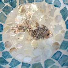 Fish Design Sedef Kaplama Hindistan Cevizi Kase & Hasır Kase Altlığı - Çerezlik