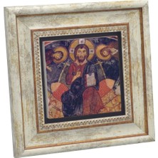 Kapadokya Göreme Karanlık Kilise Freski - Deesis Baskılı Taş Tablo 20X20