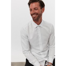 Livio Ferri Erkek Slim Fit 4 Mevsim Kolay Ütülenir Basic Düz Gömlek