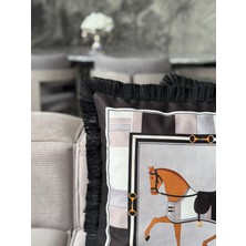 Çift Taraflı Atlı Dekoratif Saçaklı Kırlent Kılıfı 1ADET 43 x 43(SK-K05)