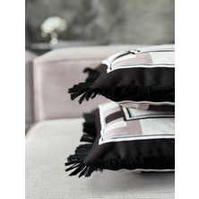 Çift Taraflı Atlı Dekoratif Saçaklı Kırlent Kılıfı 1ADET 43 x 43(SK-K05)