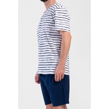 Mısırlı Erkek Pamuklu Indigo Kısa Kol Şort Pijama Takımı