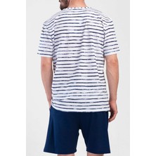 Mısırlı Erkek Pamuklu Indigo Kısa Kol Şort Pijama Takımı