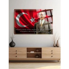 Taulart Atatürk Kırılmaz Lüks Cam Tablo Ultra Yüksek Renkler Atatürk Sözleri Cam Tablo