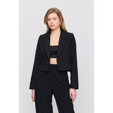 Rays 3969 Crop Astarlı Blazer Ceket Siyah
