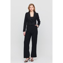 Rays 3969 Crop Astarlı Blazer Ceket Siyah
