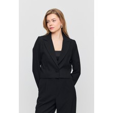 Rays 3969 Crop Astarlı Blazer Ceket Siyah