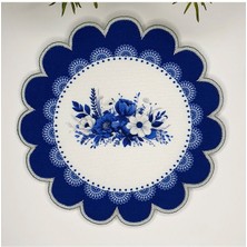 Decofav Çiçek Şeklinde Dekoratif Çiçek Tasarımlı Nakış Kenar Kumaş Kokteyl Peçetesi 1 Adet