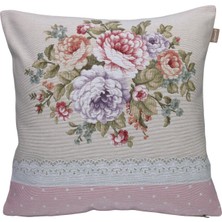 Belıeve Rose Garden Jakarlı Dokuma Goblen Dekoratif  Kırlent 45*45