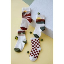 Babybek Collection Babybek Damalı Doğa Premium 4'lü Çorap Seti