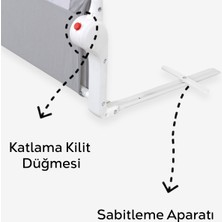 Meleni Baby 180 x 65 cm Katlanır Bebek Yatak Bariyeri x Mega Boy Koruma Bariyeri Koruyucu Baza Korkuluğu Gri