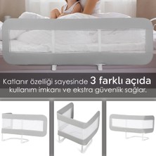 Meleni Baby 150 x 42 cm Katlanır Bebek Yatak Bariyeri x Koruyucu Baza Korkuluğu Koruma Güvenlik Bariyeri Gri