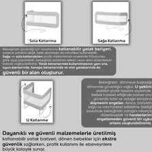Meleni Baby 150 x 42 cm Katlanır Bebek Yatak Bariyeri x Koruyucu Baza Korkuluğu Koruma Güvenlik Bariyeri Gri