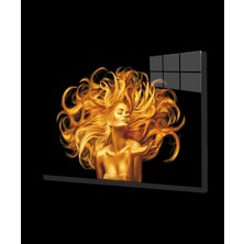 Miraaxx Altın Kadın Cam Tablo Golden