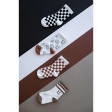 Babybek Collection Babybek Smiley Damalı Premium 4'lü Çorap Seti