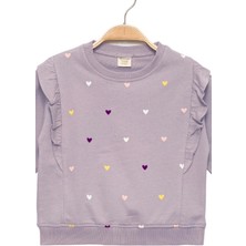 Kız Bebek %100 Pamuk Fırfırlı Lila Sweatshirt - Kız Çocuk Giyim