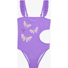 Lila Kız Çocuk Butterfly Mayokini
