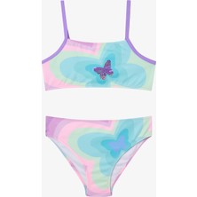 Kız Çocuk Rainbow Butterfly Halter Yaka Bikini Takımı