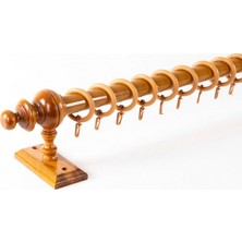 Meşe 275 cm Raysız Rustik Perde Askı Seti (Ahşap Başlık ve Aluminyum Boru)