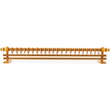 Meşe 150 cm Çiftraylı Rustik Perde Askı Seti (Ahşap Başlık ile Aluminyum Boru ve Ray)