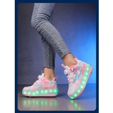 Mkjinmei tekerlekli USB Şarjlı LED Işıklı Paten Ayakkabı (Yurt Dışından)