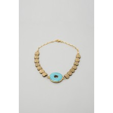 Cayo Largo Jewellery Aquatic Aura Bileklik -Gümüş Üzeri Altın Kaplama Doğal Taş Turkuaz Hematit