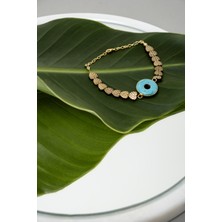 Cayo Largo Jewellery Aquatic Aura Bileklik -Gümüş Üzeri Altın Kaplama Doğal Taş Turkuaz Hematit
