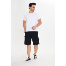 Erkek Stretchfit Kargo Cepli Esnek Şort Siyah 6040-S