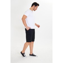 Erkek Stretchfit Kargo Cepli Esnek Şort Siyah 6040-S