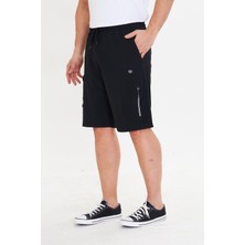 Erkek Stretchfit Kargo Cepli Esnek Şort Siyah 6040-S